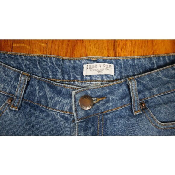 WOMEN'S DENIM JEANS SHORTS - RAINBOW SEQUINS POCKET - LIQUOR N POKER PETITE 12 - Picture 3 of 5